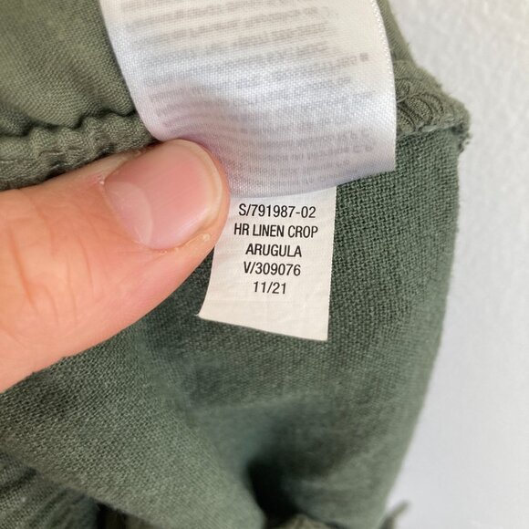 Old Navy Linen Blend Pants Crop Beachy Vacation Minimalist Arugula Green Large - Picture 7 of 7
